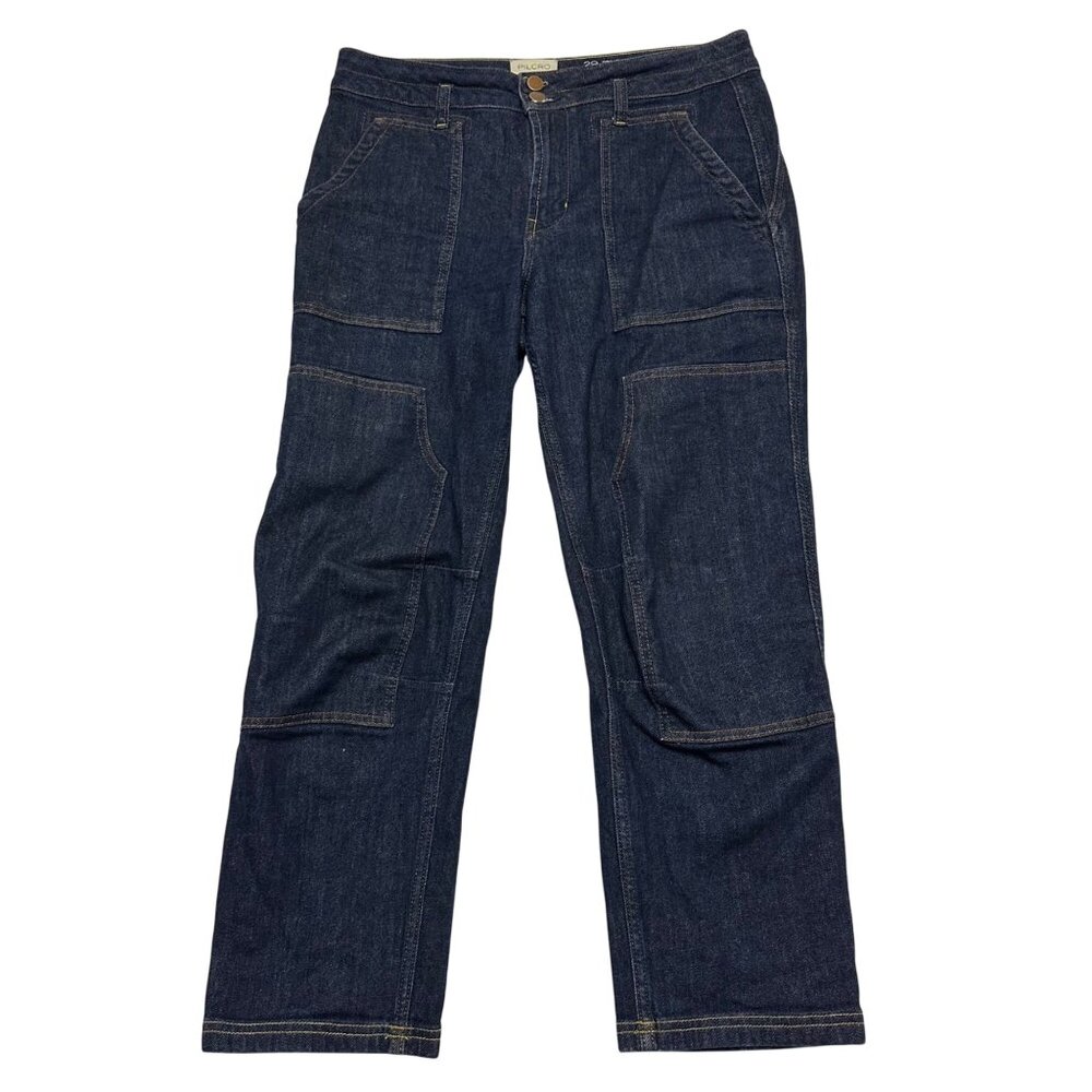 Anthropologie Pilcro Wanderer Mid Rise Relaxed Double Knee Jeans Hemmed Size 29